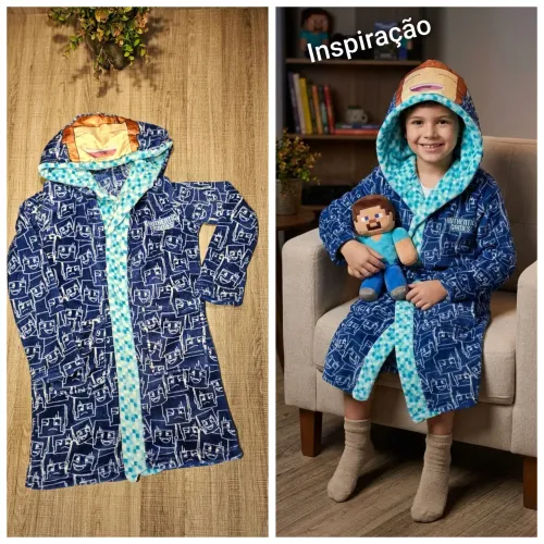 Roupão de banho infantil ( 8 anos ) fleece AUTHENTIC GAMES