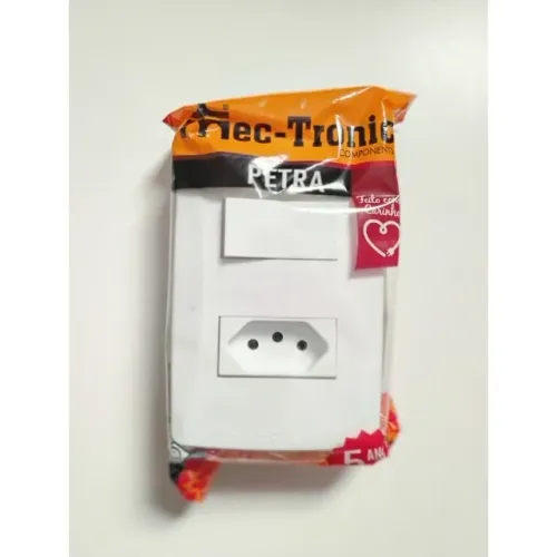 Interruptor MecTronic Petra Simples + 1 Tomada 2p+t 10A/250 V - Completo 2 unidades 
