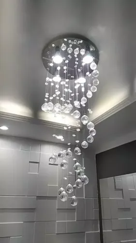 Lustre Espiral de Cristal K9 Legitimo para Sala de Jantar - Base 30cm Inox