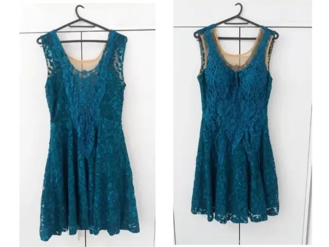 Vestido de festa curto verde petróleo