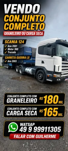 Scania R 124 ano 2001 motor 360 trucado revisado