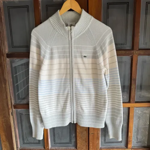 cardigan lacoste listrado zíper m femenino 