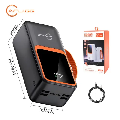 Power Bank 50000mah Carregamento Rápido Turbo 22.5W C/ Cabos 
