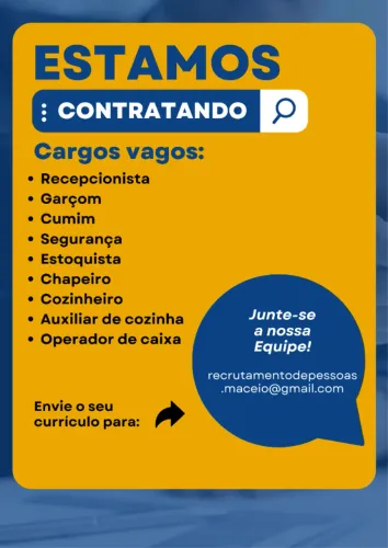 VAGAS DE EMPREGOS RESTAURANTE EM MACEIÓ