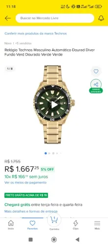 Relógio Technos dourado original