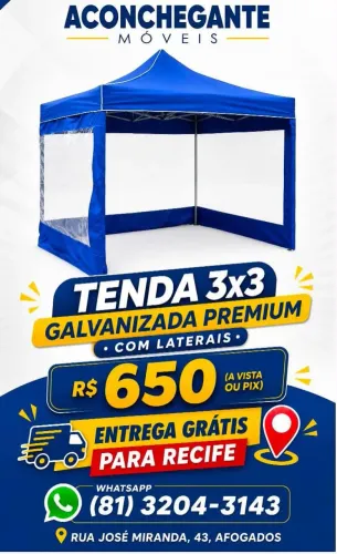 Tenda 3x3 Galvanizada ferragem preta
