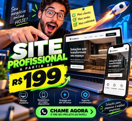 CRIAÇÃO DE SITE PROFISSIONAL A PARTIR DE R$199