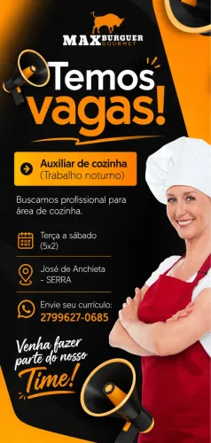 Auxiliar de cozinha noturno - terça a sábado 5x2