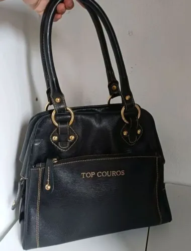 Bolsa top couro estruturada preta