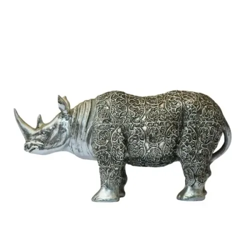 Rinoceronte Prateado (decoração luxo)
