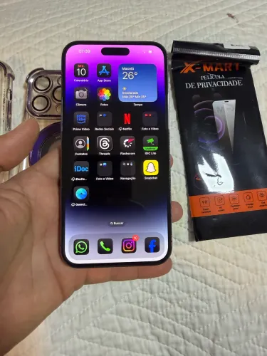 iPhone 14Pro Max 256GB - Púrpura (IMPECÁVEL) + película + capas