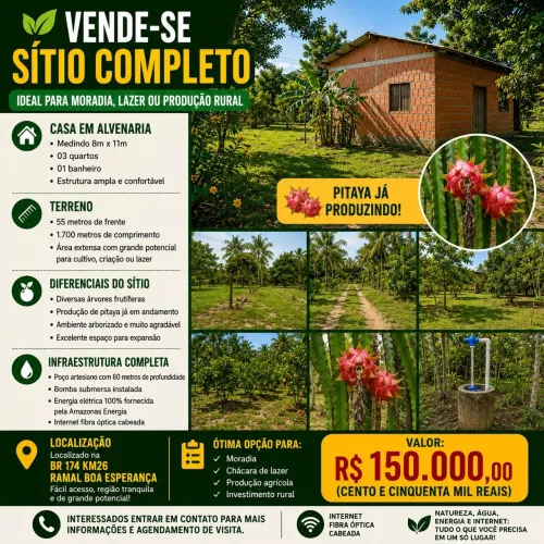 Sítio na BR-174 km26 - 4km de ramal