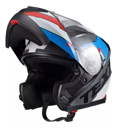 CAPACETE TAM 60 MASCULINO TEXX ESCAMOTEÁVEL GLADIATOR V3 AZUL C/ ÓCULOS INTERNO
