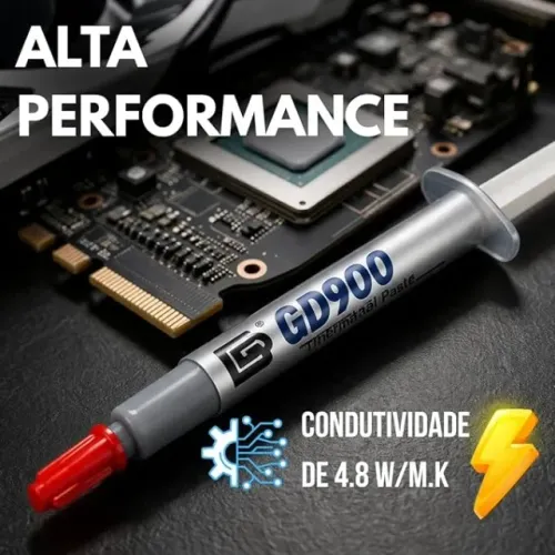 Pasta Térmica Prata GD900 Alto Desempenho e Performance Para Processador, PS2, PS3, PS4, X