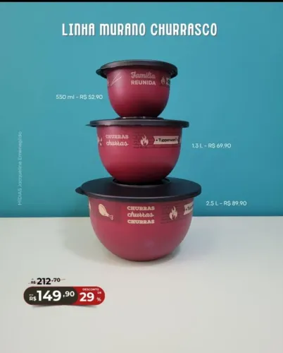 Linha murano Tupperware churrasco 