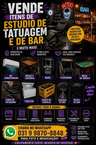 Vende itens de bar e tatuagem 