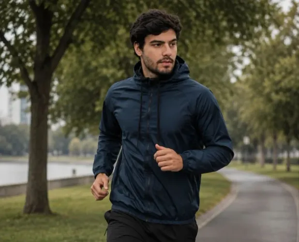 Jaqueta Corta Vento Masculina - Azul Marinho - Tamanho M.