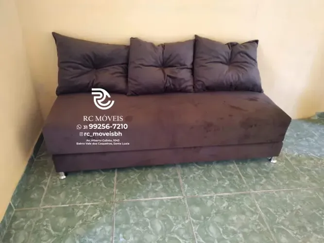 Sofá Cama Bicama 1.70 Suede com Espuma D33 Multifuncional Compacto e Confortável