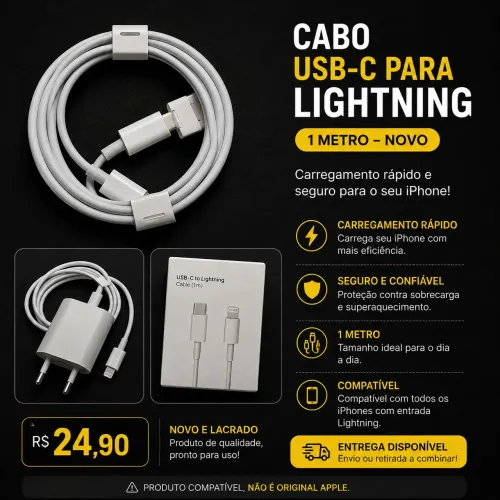 Cabo Lightning para iPhone - Novo