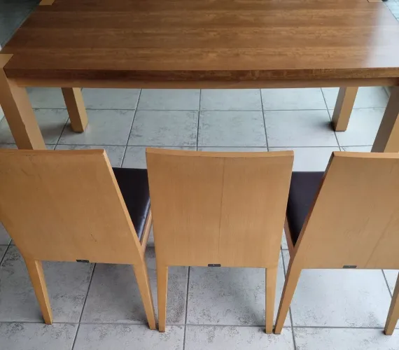 Mesde Jantar Madeira 180cm × 90cm com 6 Cadeiras<br>+ 6 cadeira de madeira Perfeita