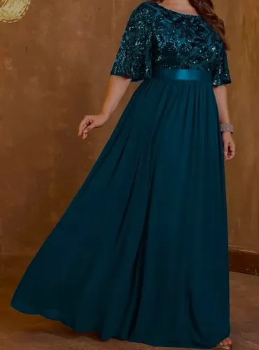 Vestido de Noite Eleaante 4.79 > de Alta Qualidade em Chiffon com Lantejoulas