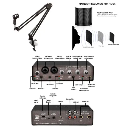 (Produtos Novos) Kit Home Studio - Ascenção de Microfone (Com Garantia)