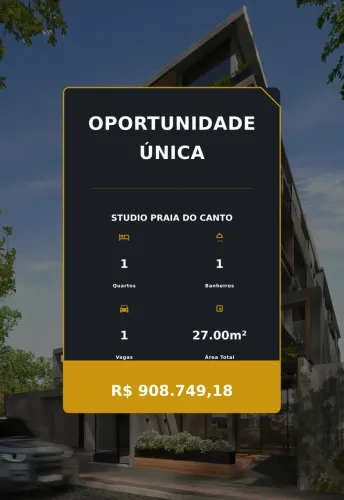 Venha conhecer este Studio Garden na Praia do Canto, um verdadeiro achado!