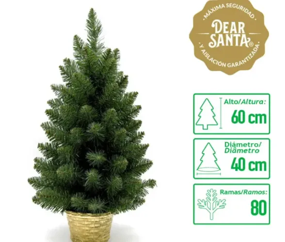 Árvore Natal Virgina de Mesa com Cesto 60 Cm Dear Santa