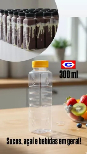 Kit 40 GARRAFAS PET 300 ML - AÇAÍ SUCOS E OUTROS 1,35 unid.