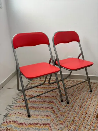 Cadeiras Dobráveis de Metal Estofadas (Vermelhas)