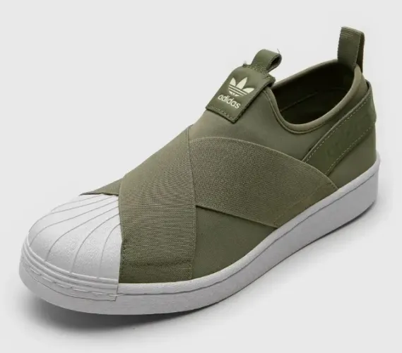 tênis original adidas superstar slip on w verde - calça 39