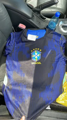 Camisa Brasil Feminina Baby Look Azul Qualidade Player
