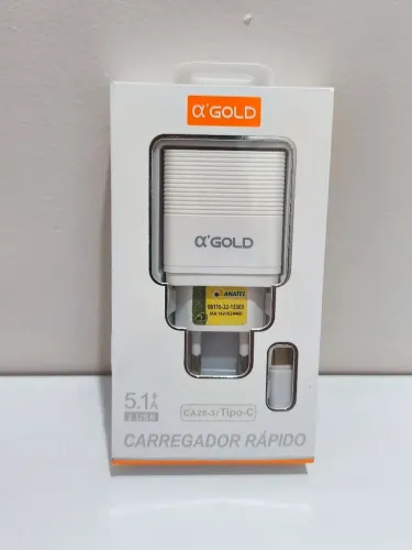 Kit carregador tipo C rápido A'gold 2 entradas usb