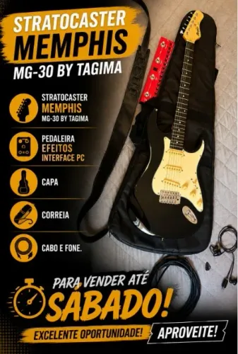 Kit Guitarra Tagima Memphis MG-30 + Pedaleira Zoom Station-G + Capa - Estado de Novo