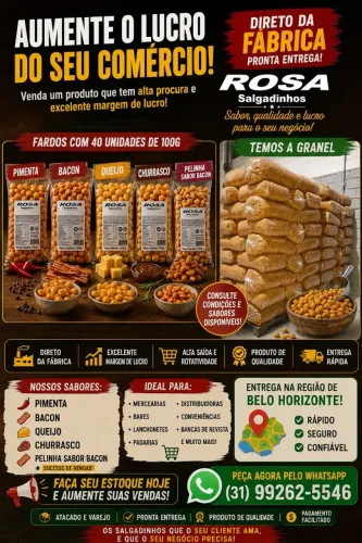 Salgadinhos de trigo sabor pimenta bacon queijo e churrasco