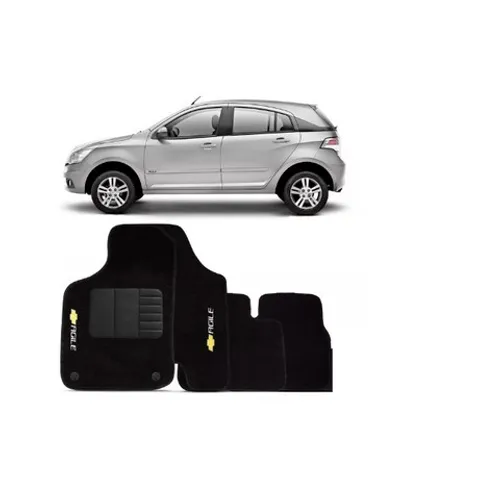 Jogo 4 pcs Tapete Chevrolet agile Preto com Logo mj