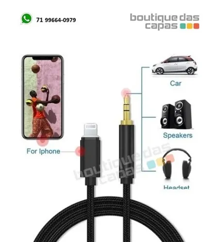 le-0159 Cabo P2 Auxiliar Áudio Para iPhone ipad Lightning 7 8 X 11 12 3.5mm