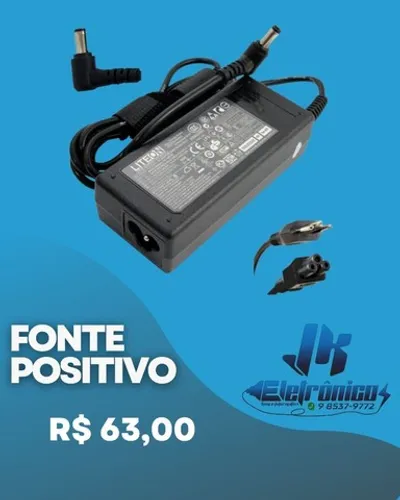 Fonte positivo 19v 3.42A (Também compatível: Cce, Itautec, Intelbras, LG..) 