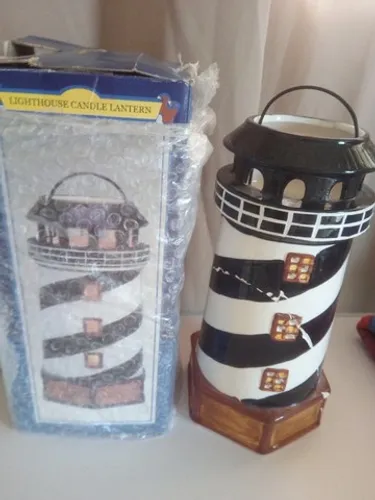 Luminária em cerâmica estilo porcelana chinesa à vela Decoração com defeito liquida