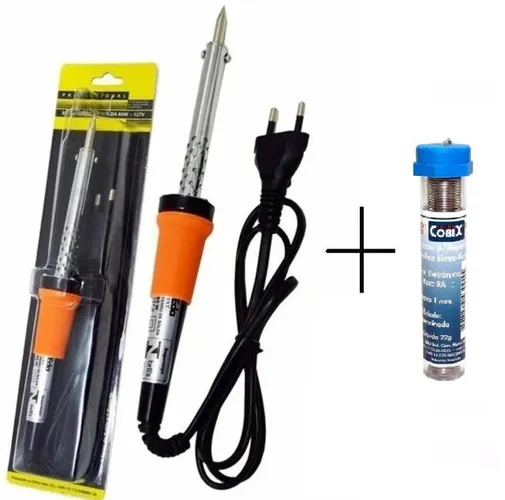 Kit Ferro De Solda 40w 220v + 1 Tubo Estanho Solda 25g