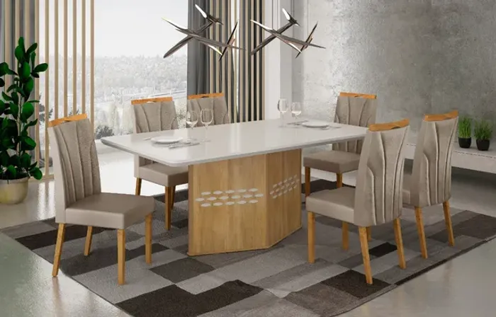 Mesa de Jantar Iza 6 Cadeiras t65