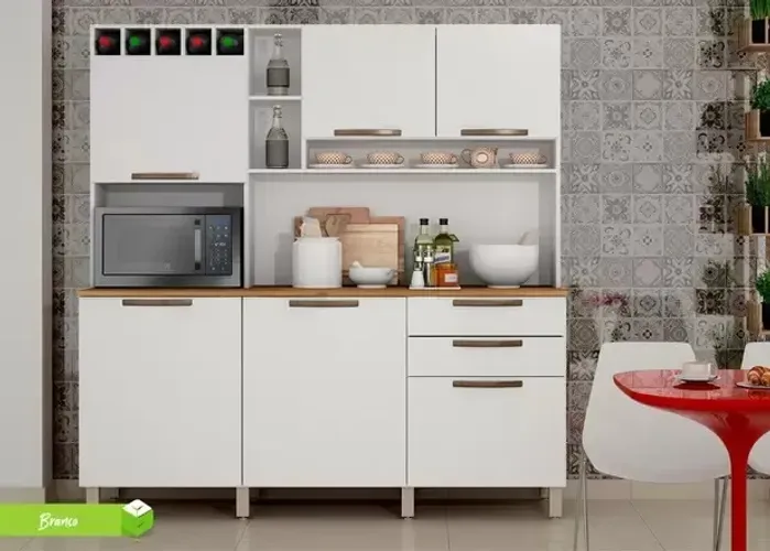 Kit Cozinha Topazio 6P2G Nogal - Frete Grátis - Receba Hoje