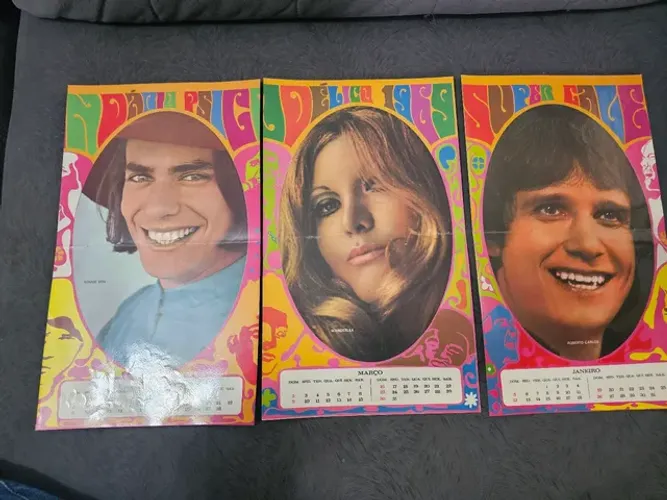 Poster antigo calendário revista contigo decada 70 80
