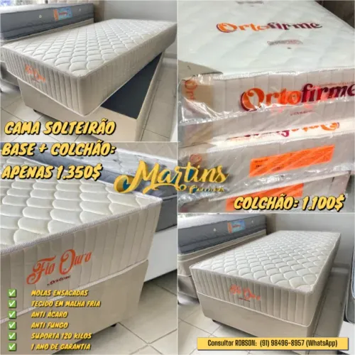 Cama Box Solteirão Base + Colchão 