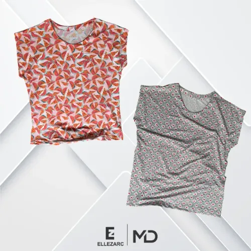 Camisa Senhora Verão Manga Japonesa. (Tecido Leve com elastano) 1 x 30,00  2 por 50,00