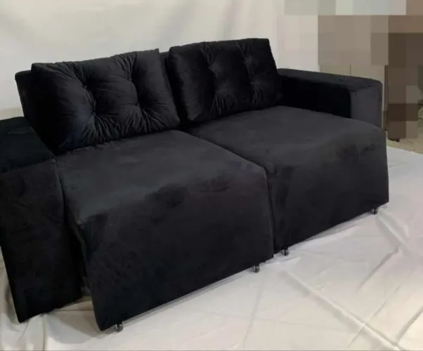 Sofá Retrátil 2 Lugares Preto - Novo
