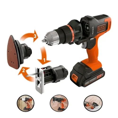 KIT DE FERRAMENTAS MATRIX C/ 3 CABEÇOTES BATERIA BIVOLT MTX20K3B - BLACK DECKER