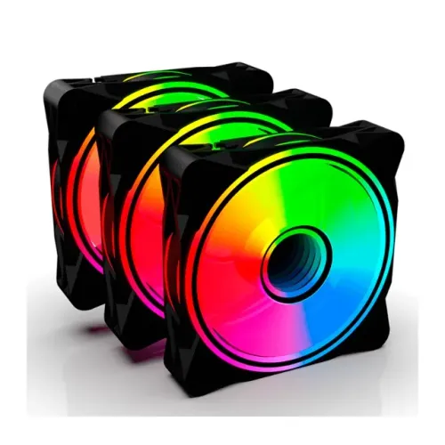 Kit 3 Fan OnePower Radiant X3 ARGB 120mm Black Com Controladora FN-701 - WZetta