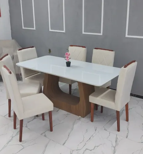 Mesa Vidro e Cadeiras Vidro Laqueado  A.L.T.O P.A.D.R.Ã.O (Nova)