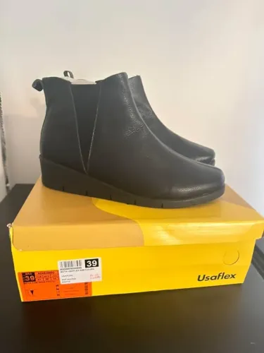 Bota Usaflex Couro Preta 39